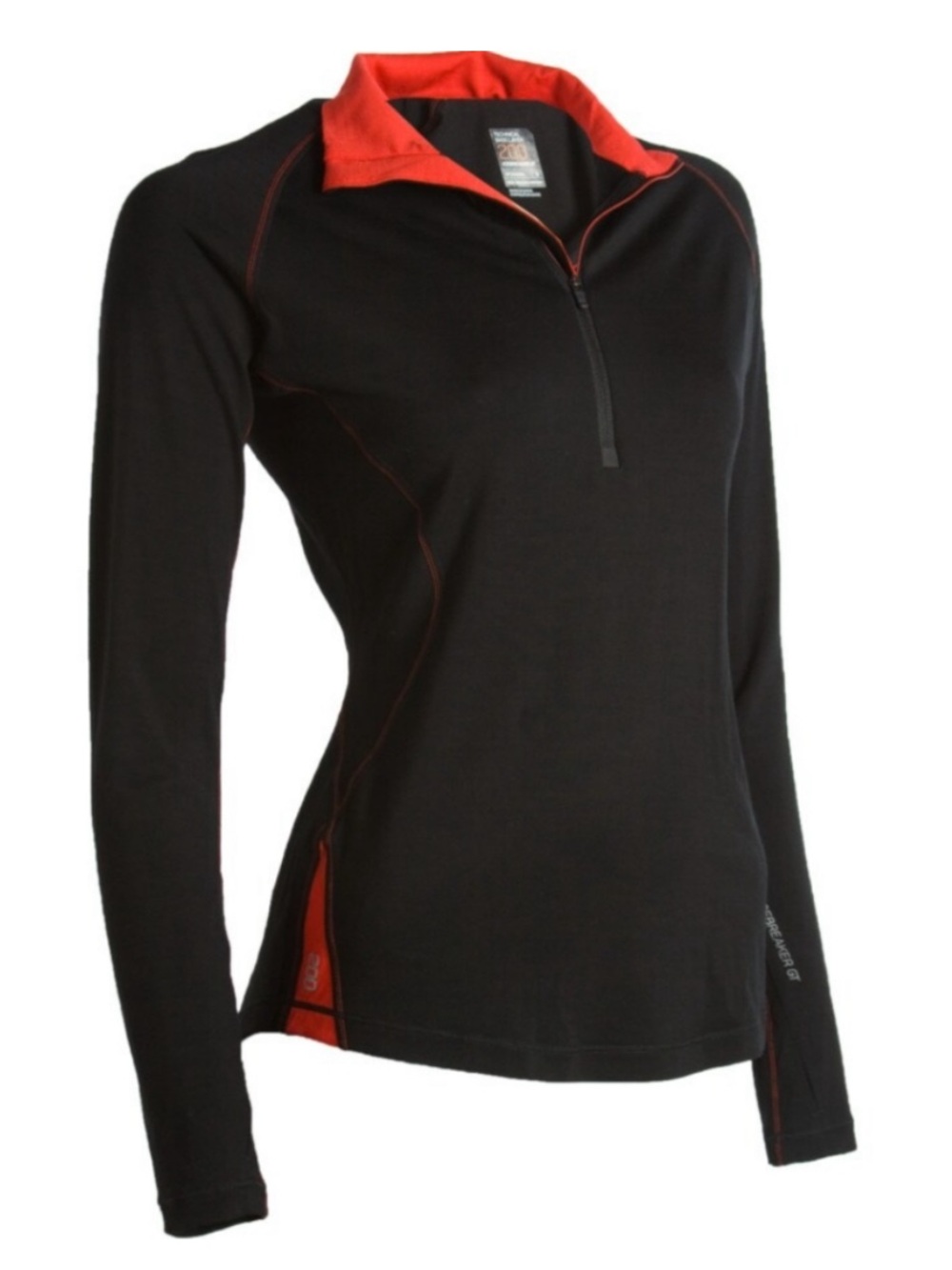 IceBreaker GT 200 Technical Base layer Black & Red Quarter-Zip Jacket